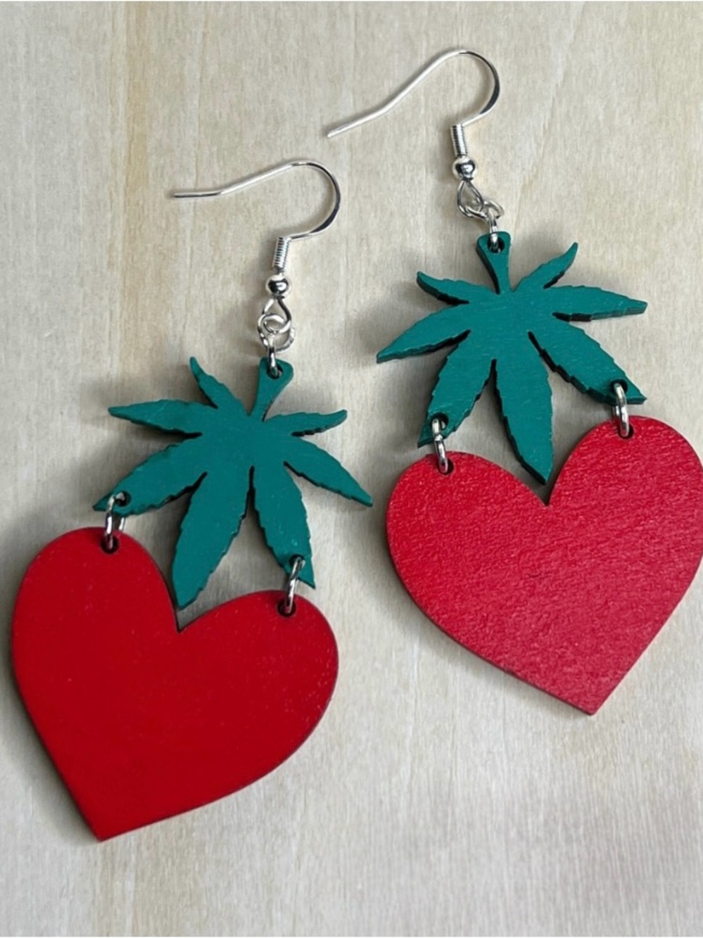 I Love 420 Dangle Earrings - Handmade Laser Cut Wood